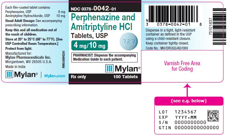 Perphenazine and Amitriptyline Hydrochloride Tablets, USP 4 mg/10 mg Bottle Label