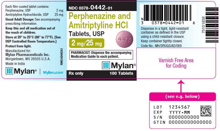 Perphenazine and Amitriptyline Hydrochloride Tablets, USP 2 mg/25 mg Bottle Label