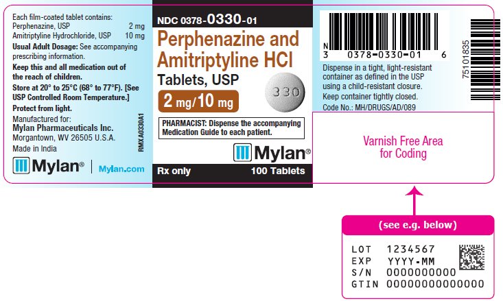 Perphenazine and Amitriptyline Hydrochloride Tablets, USP 2 mg/10 mg Bottle Label