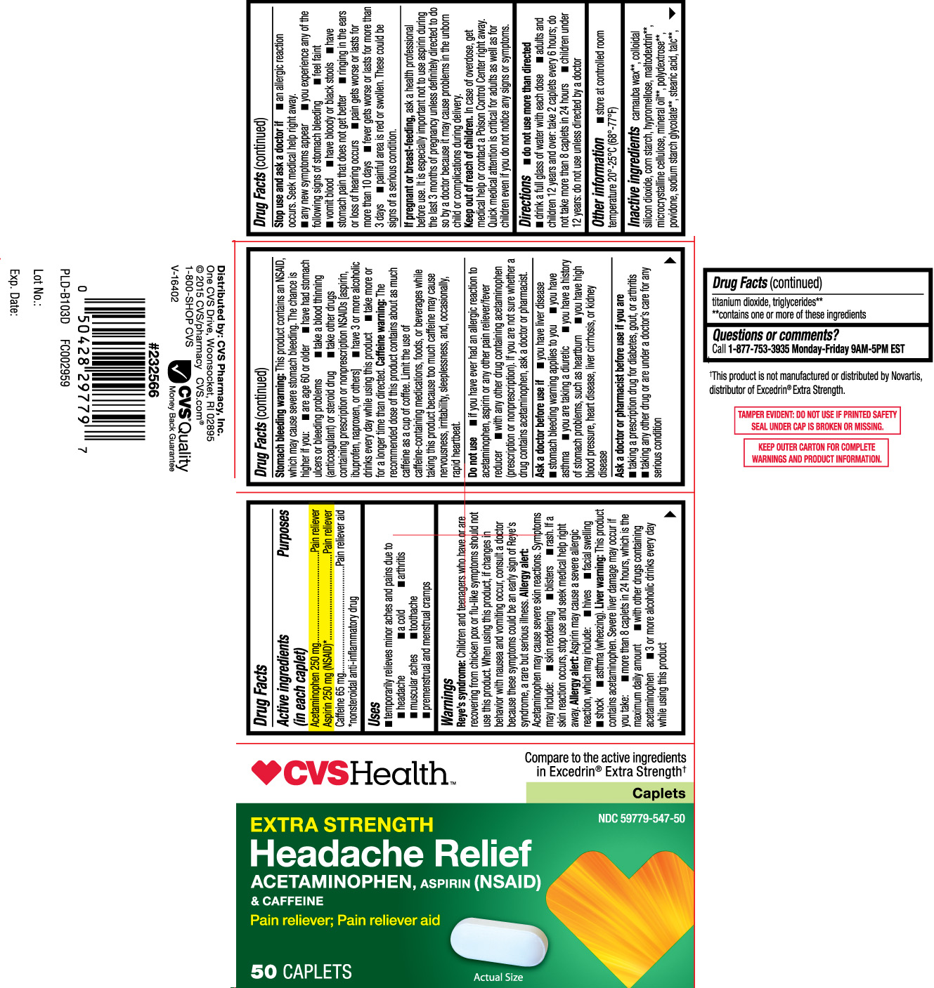 Acetaminophen 250 mg, Aspirin 250 mg (NSAID), Caffeine 65 mg