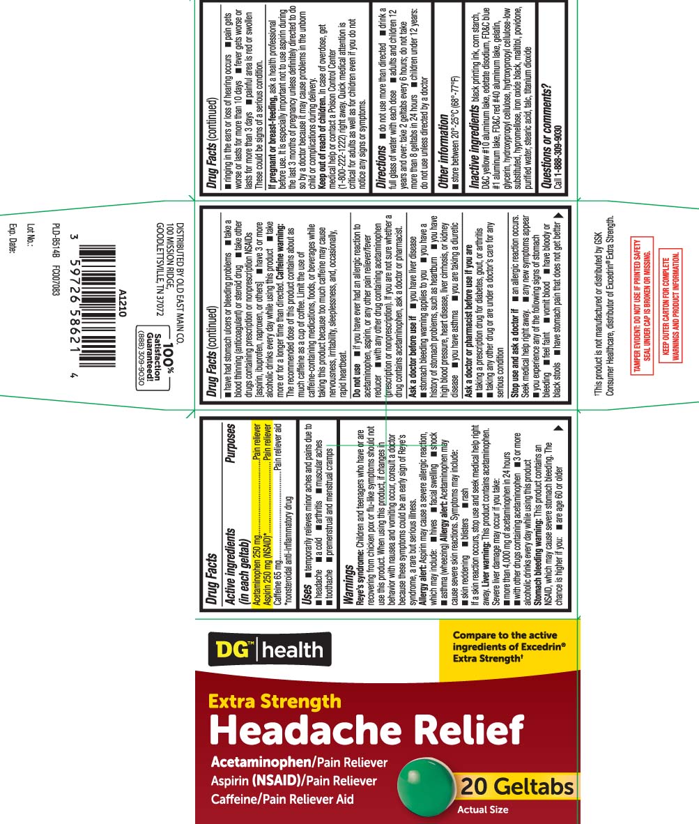 Acetaminophen 250 mg, Aspirin 250 mg (NSAID)*, Caffeine 65 mg, *nonsteroidal anti-inflammatory drug