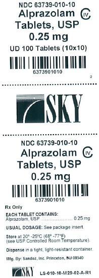 Alprazolam 0.25mg Label