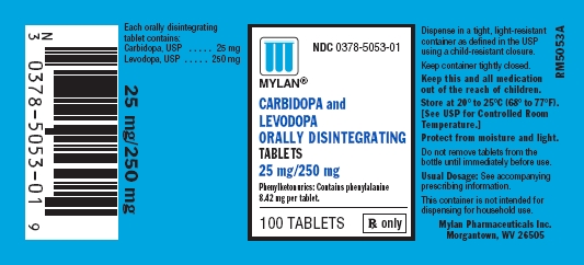 Carbidopa and Levodopa Orally Disintegrating Tablets 25 mg/250 mg Bottles