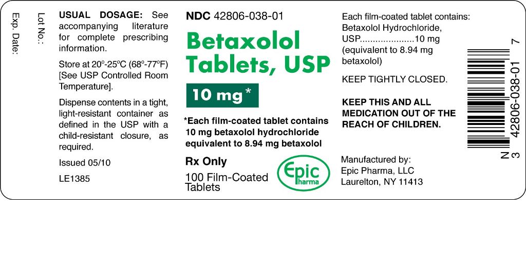 Betaxolol Tablets, USP 10 mg - 100 Tablets