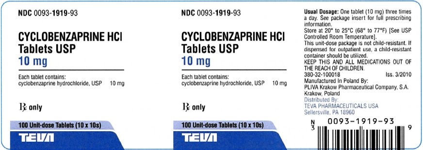 Cyclobenzaprine HCl Unit Dose 100s Label 