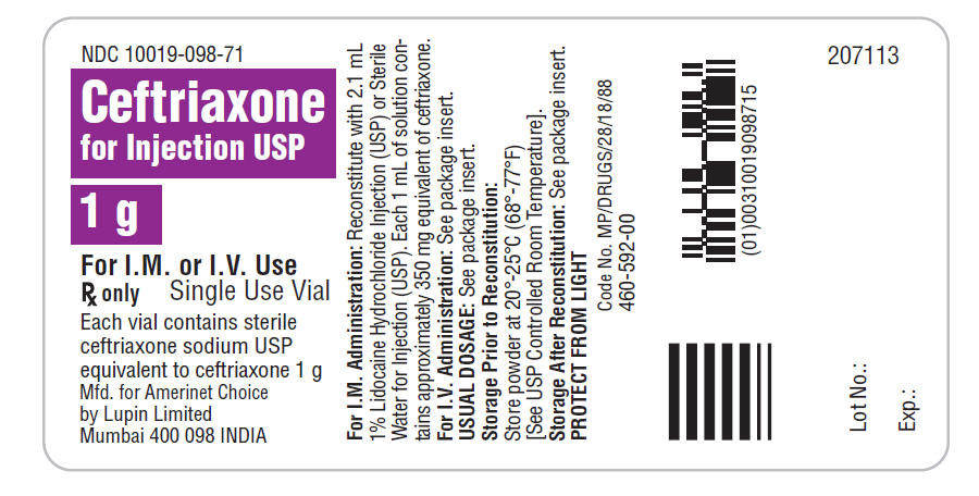 Ceftriaxone for Injection USP Vial Label