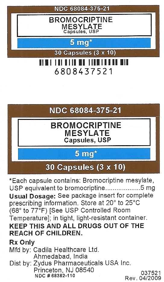 Bromocriptine Mesylate 5mg label