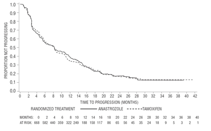 Figure 4: Kaplan-Meier Probability of Time to Progression for All Randomized Patients (Intent-to-Treat) in Trial 0027