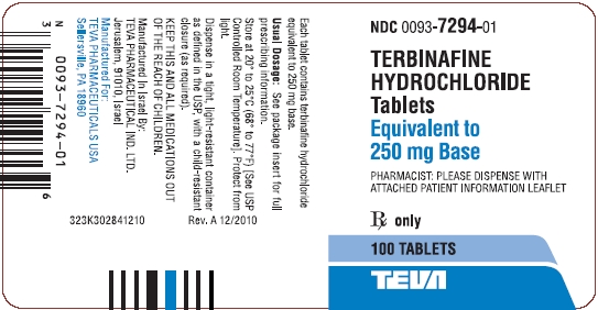 Terbinafine HCl Tablets 250 mg 100s Label