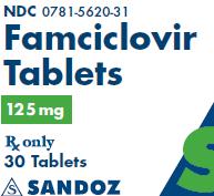 PRINCIPAL DISPLAY PANEL
Package Label – 125 mg 
Rx Only		NDC 0781-5620-31
Famciclovir Tablets
125 mg 
30 Tablets
