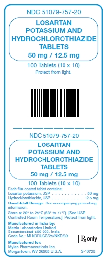 Losartan Potassium and Hydrochlorothiazide 50 mg/12.5 mg Tablets Unit Carton Label