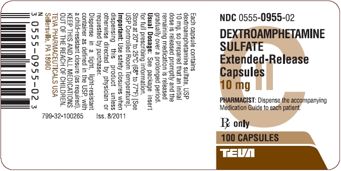 Dextroamphetamine Sulfate Extended-Release Capsules 10 mg 100s Label
