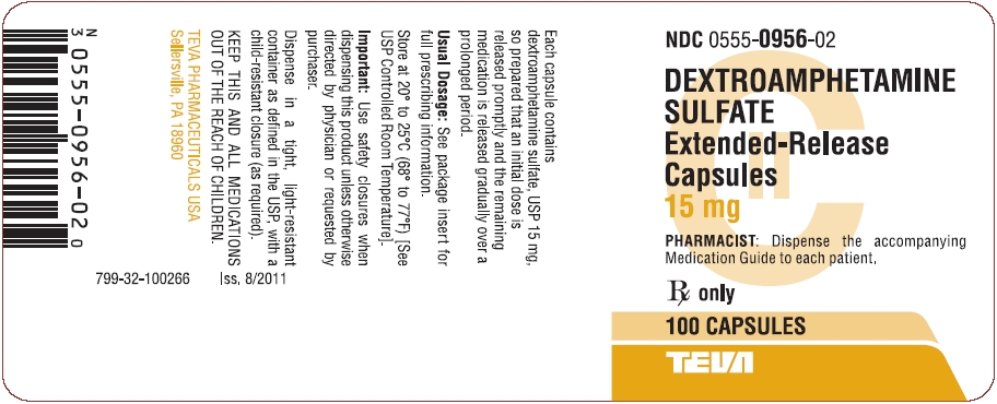 Dextroamphetamine Sulfate Extended-Release Capsules 15 mg 100s Label