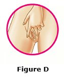 Use your other hand and hold open the folds of skin around your vagina (See Figure D).