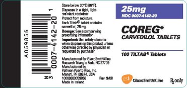 COREG 25mg Tablet Label