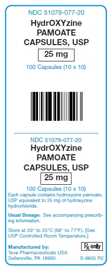 Hydroxyzine Pamoate 25 mg Capsules Unit Carton Label