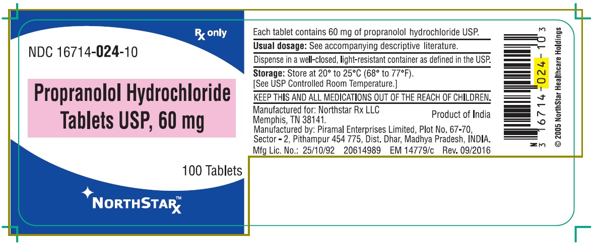 Principal Display Panel - Propranolol Hydrochloride Tablets USP, 60 mg - 100's pack - PTP