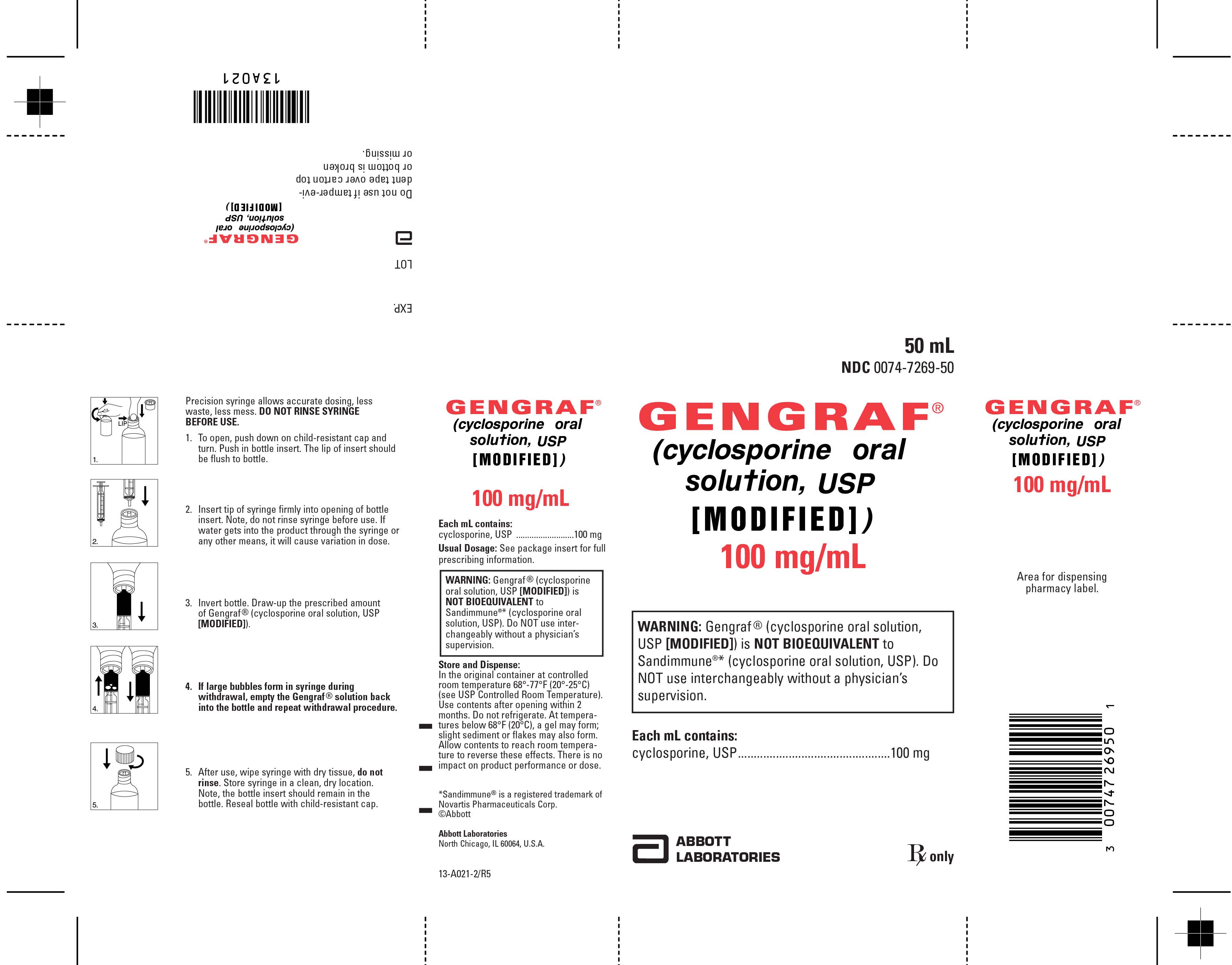 Carton Label: 50 mL Gengraph® Oral Solution, USP 100mg/mL