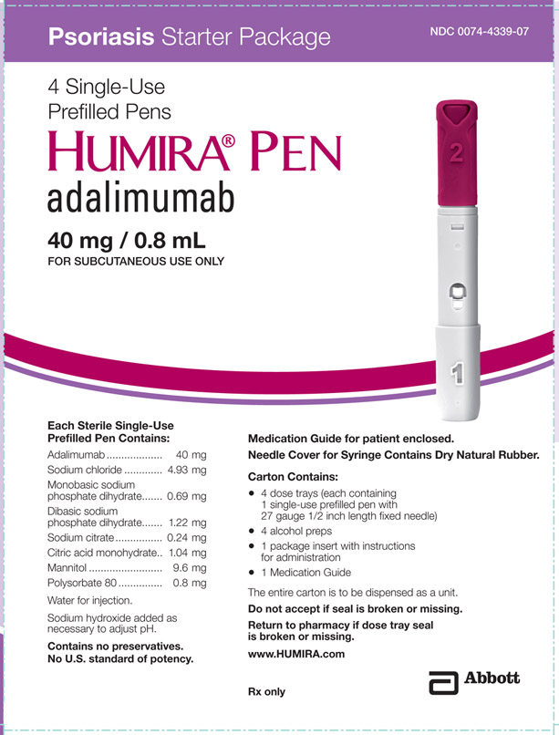 Humira® Pen (adalimumab) 40 mg / 0.8 mL Psoriasis Starter Package 4 single-Use Prefilled Pens Carton Label