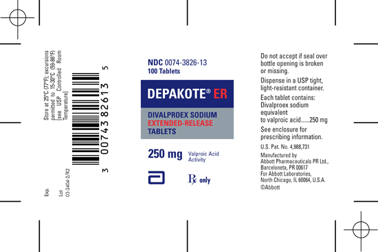 DEPAKOTE® ER DIVALPROEX SODIUM EXTENDED-RELEASE TABLETS 250 mg 100 Tablets Label