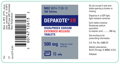 DEPAKOTE® ER DIVALPROEX SODIUM EXTENDED-RELEASE TABLETS 500 mg 100 Tab label