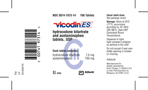 Vicodin ES tablets 7.5mg/750mg bottle label
