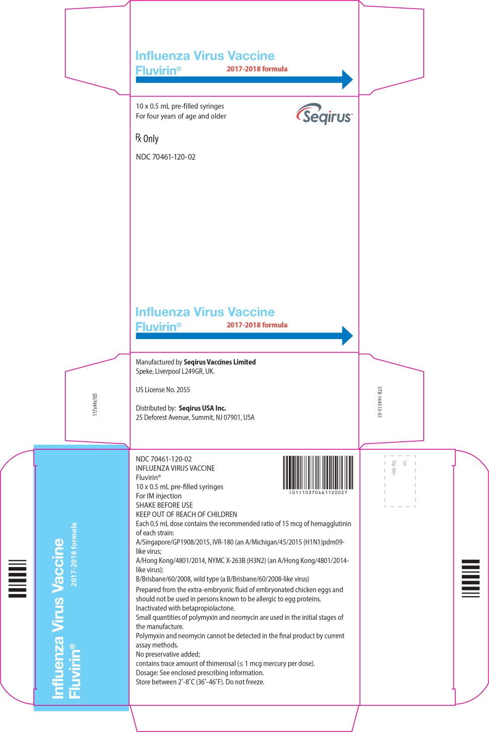 Principal Display Panel - Fluvirin Injection Prefilled Syringes Carton Label
