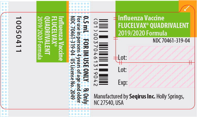 Principal Display Panel - Flucelvax Quadrivalent Injection Suspension 2019-2020 0.5 mL Syringe Label
