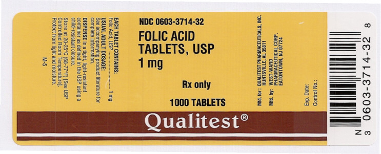 Folic Acid Tablets, USP 1 mg/1000 Tablets