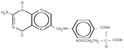 Structural formula for Folic Acid 1mg tablet
