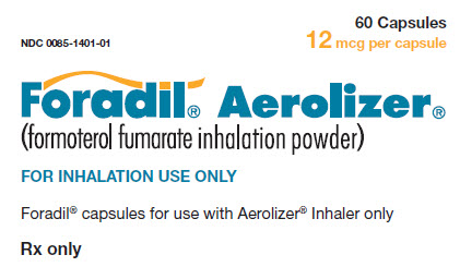 PRINCIPAL DISPLAY PANEL
Package Label – 12 mcg per capsule
Rx Only		NDC 0085-1401-01
Foradil® Aerolizer®
(formoterol fumarate inhalation powder)
FOR INHALATION USE ONLY
Keep this and all drugs out of the reach of children.
Contents:	60 Capsules (Blister strips of 6)
		1 Aerolizer® Inhaler
		Prescribing Information and Medication Guide
