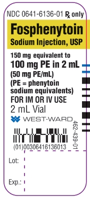 Fosphenytoin Sodium Injection, USP 150 mg equivalent to 100 mg PE in 2 mL (50 mg PE/mL) (PE = phenytoin sodium equivalents) 2 mL Vial