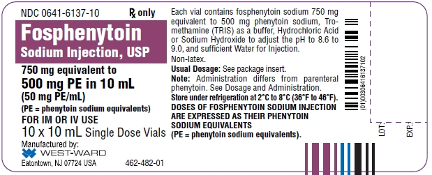 Fosphenytoin Sodium Injection, USP 750 mg equivalent to 500 mg PE in 10 mL (50 mg PE/mL) (PE = phenytoin sodium equivalents) 10 x 10 mL Single Dose Vials