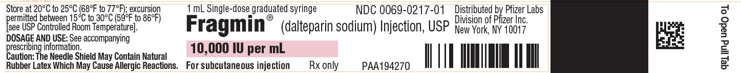 PRINCIPAL DISPLAY PANEL - 1 mL Syringe Blister Pack Label - 0217