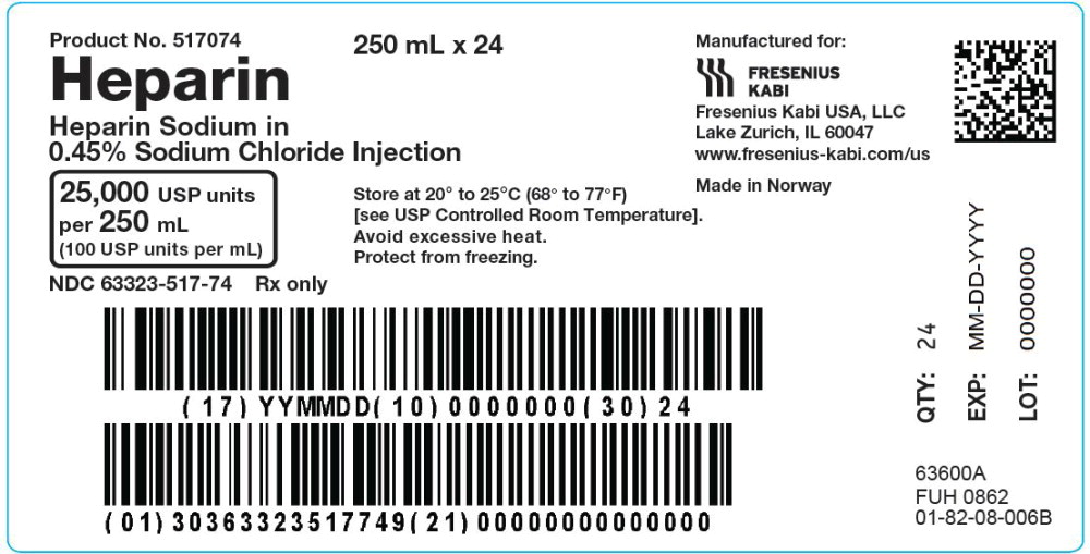 PACKAGE LABEL - PRINCIPAL DISPLAY PANEL - Heparin 250 mL Bag Shipper Label

