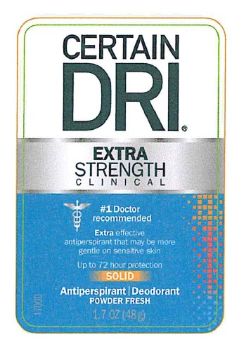 Certain Dri Extra Strength Front Label