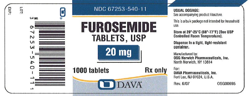 Principle Display Panel - Furosemide Tablets, USP 20 mg 1000 tablets bottle