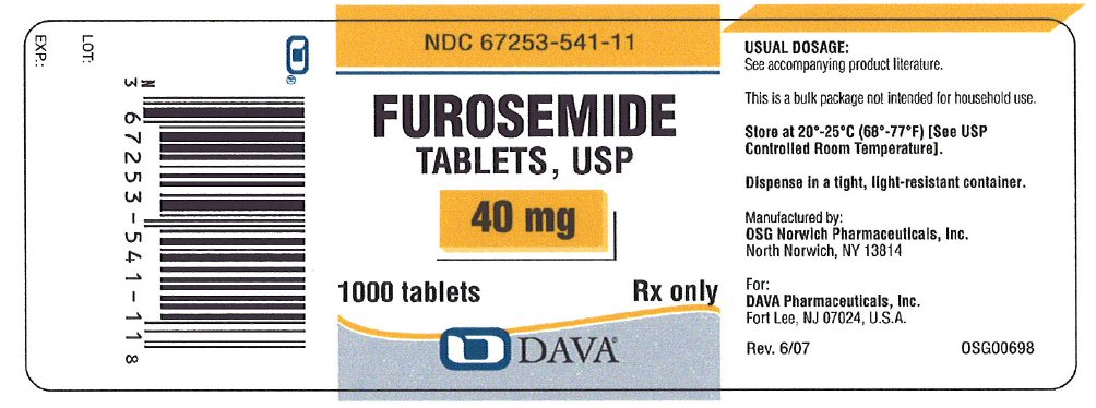 Principle Display Panel - Furosemide Tablets, USP 40 mg 1000 tablets bottle
