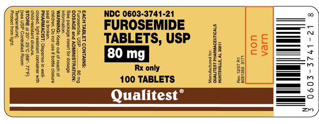 This is an image of the label for Furosemide 80 mg.