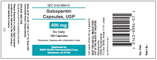 Gabapentin Capsules, USP 400 mg/100 Capsules