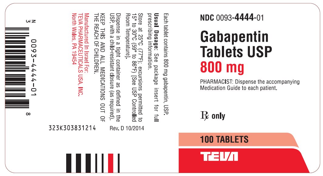 Gabapentin Tablets USP 800 mg 100s Label