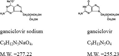 Chemical Structures of Ganciclovir Sodium and Ganciclovir

