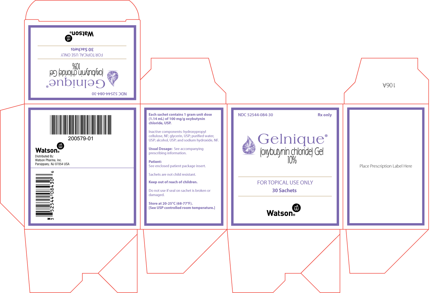 Gelnique® (oxybutynin chloride) Gel, 10% Carton 30 Sachets NDC 52544-084-30