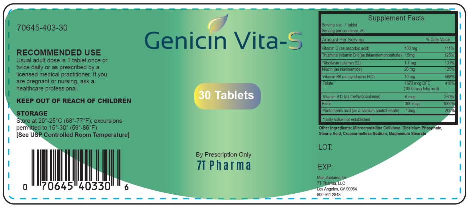 PRINCIPAL DISPLAY PANEL
NDC 70645-403-30
Genicin Vita-S
30 Tablets
