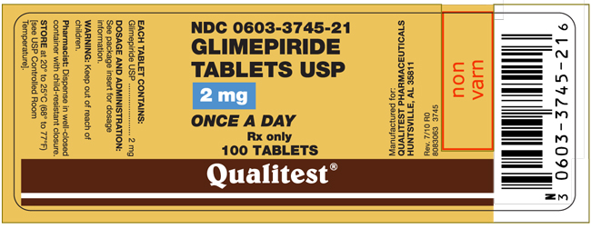 This is the image of the label for Glimepiride Tablets USP 2 mg 100 count.