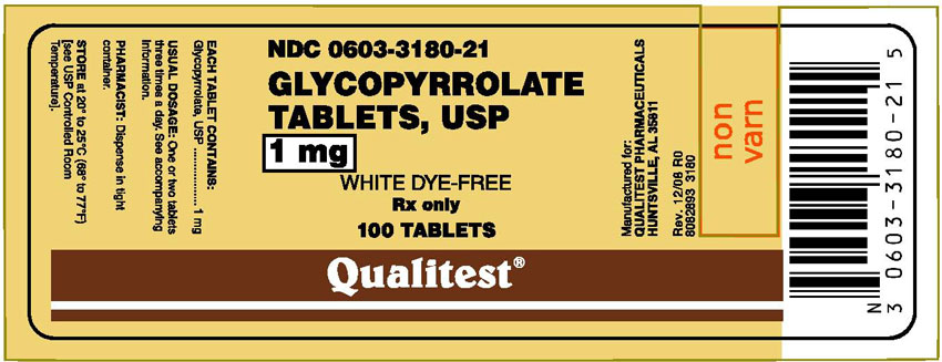 This is an image of the Principal Display Panel for Glycopyrrolate 1 mg 100 Tablets.