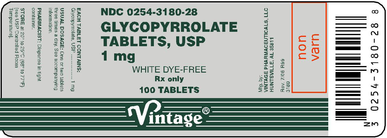 This is an image of the Principal Display Panel for Glycopyrrolate 1 mg 100 Tablets.