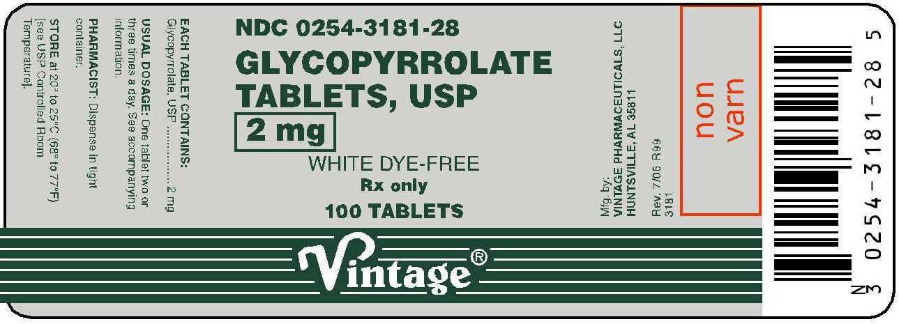 This is an image of the Principal Display Panel for Glycopyrrolate 2 mg 100 Tablets.