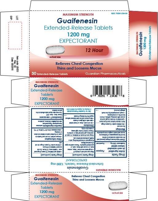 Guaifenesin Extended-Release Tablets 1200 mg EXPECTORANT 12 Hour Relieves Chest Congestion Thins and Loosens Mucus 30 Extended-Release Tablets