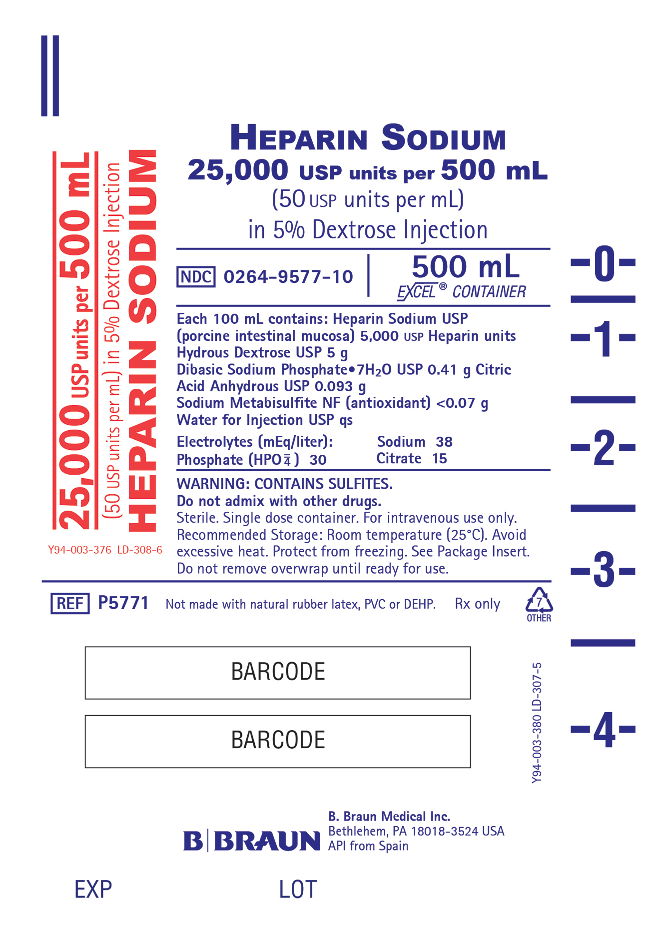 HEPARIN SODIUM in 5% Dextrose Injection 25,000 USP units per 500 mL